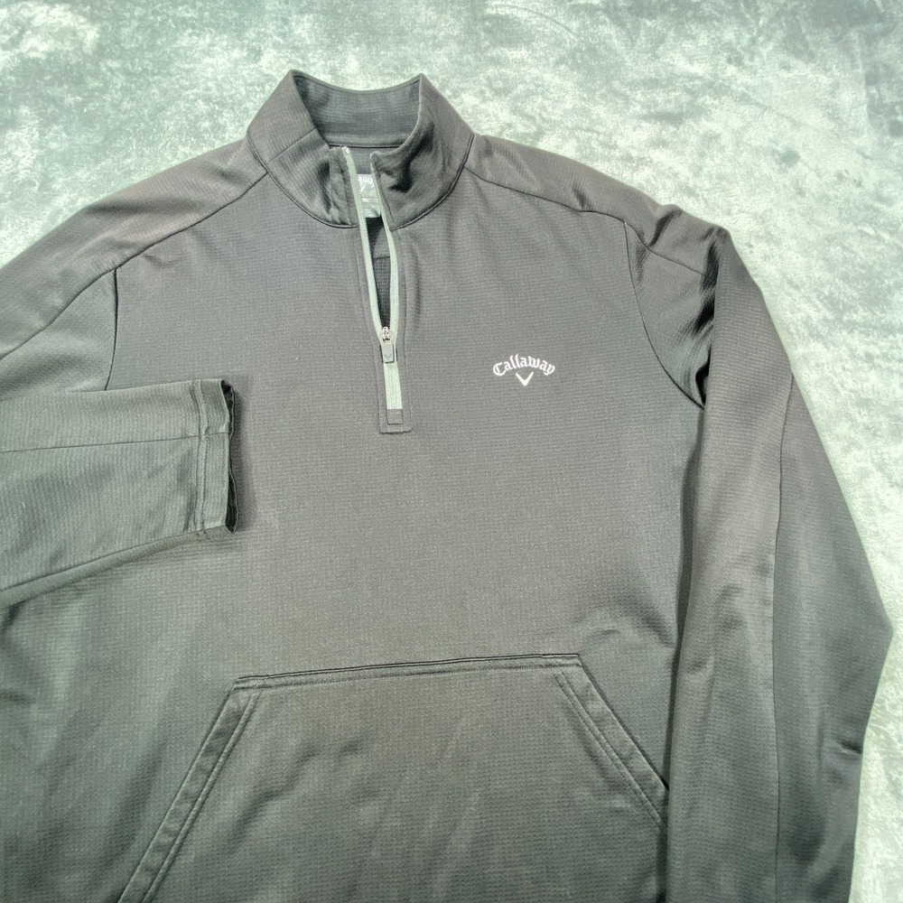 Callaway Sweatshirt Mens M Black Opti-Dri Pullover Golf 1/4 Zip Mock Neck Pocket
